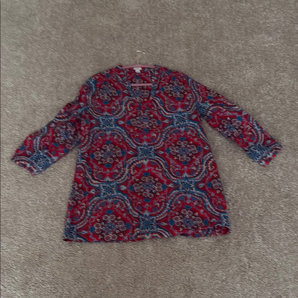 J.Crew Red and Blue Patterned Top